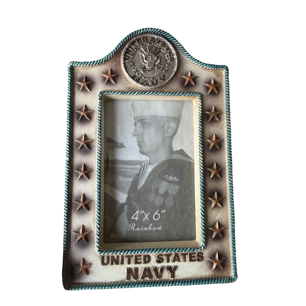 United States Navy 4x6 Picture Frame Patriotic Military Stars Crest‎ Tribute